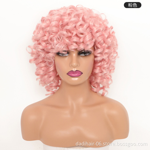 Fashion Jerry Curly Short Afro Machine Made Synthetic Hair Wig Afro Kinky Curl Wigs
